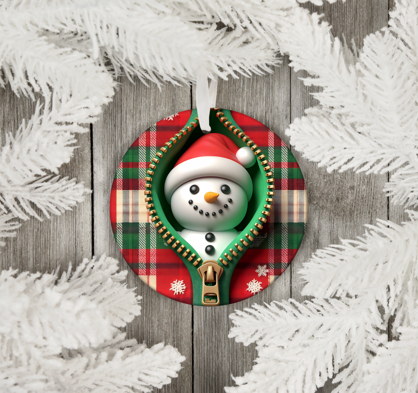 Plaid Snowman Ornament