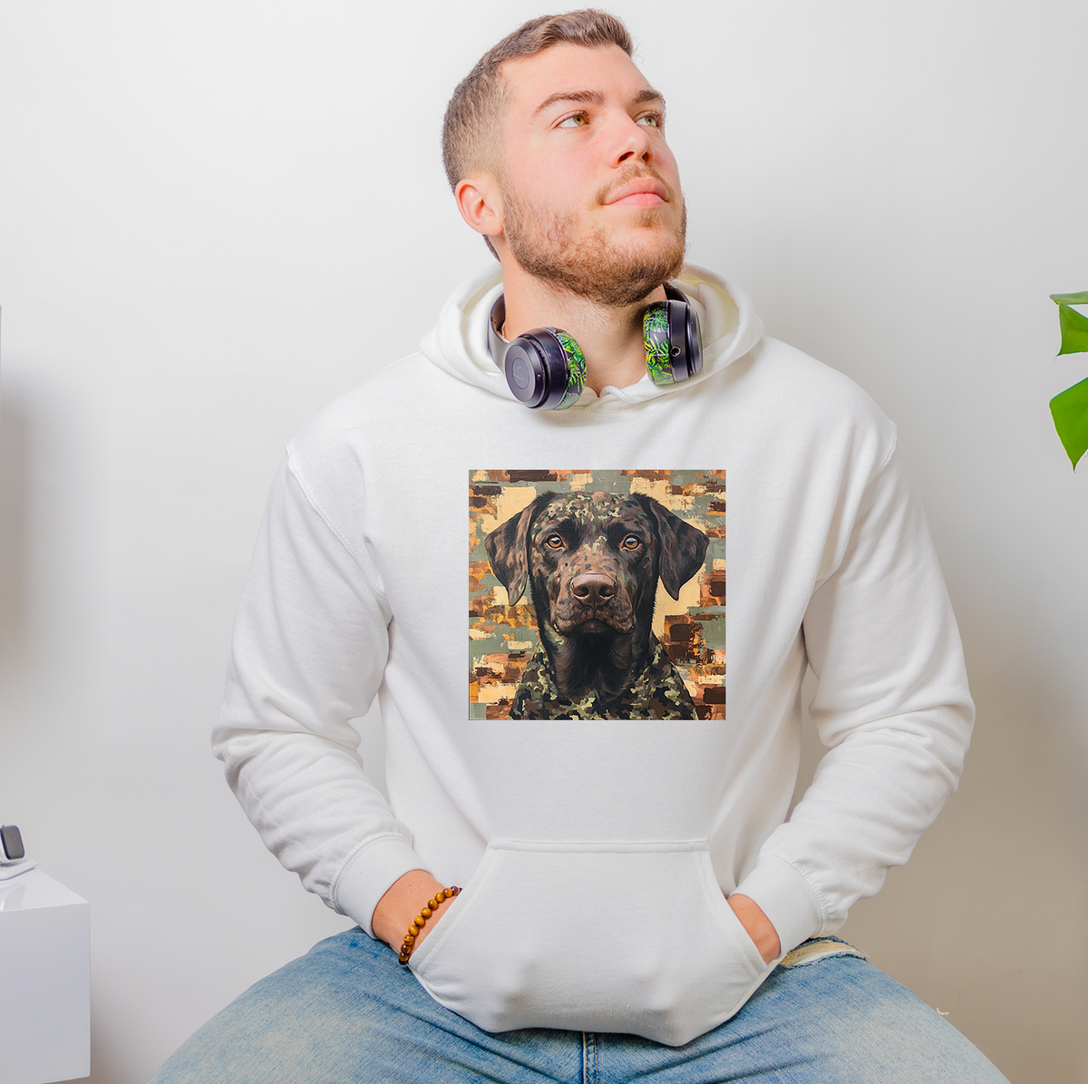Moose in Camo Fleece Hoodie