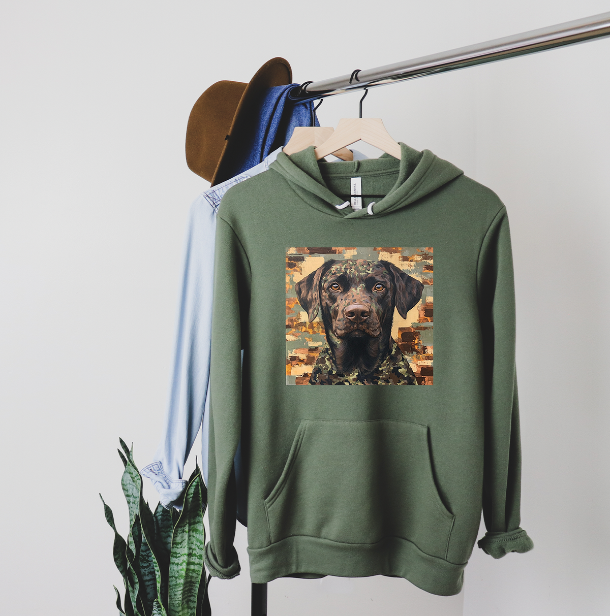 Moose in Camo Fleece Hoodie