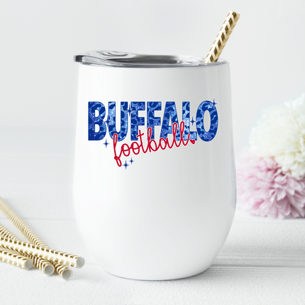 Buffalo Football Glitter Leopard Wine Tumbler