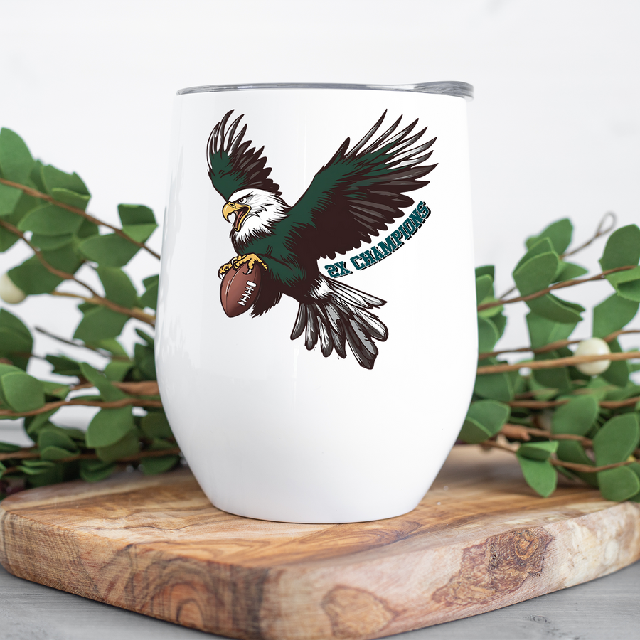 Eagles 2X Champions Wine Tumbler