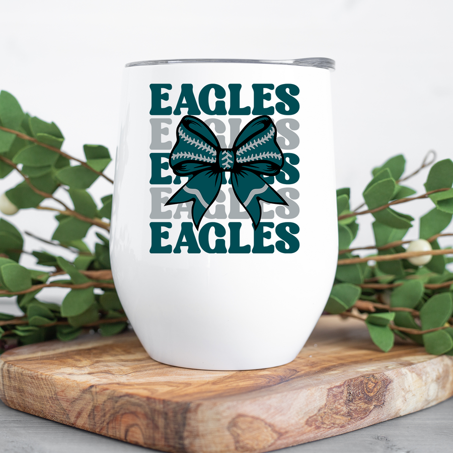 Eagles Football Bow Wine Tumbler