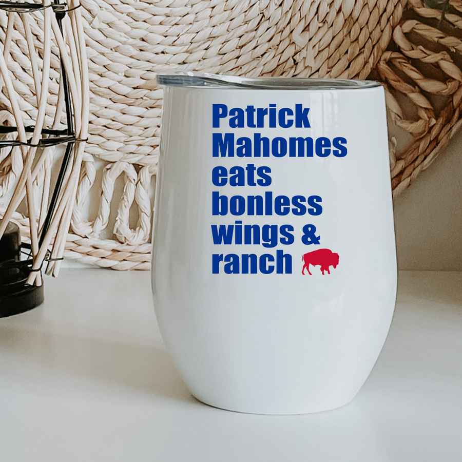 Mahomes Eats Boneless Wings and Ranch Buffalo Wine Tumbler