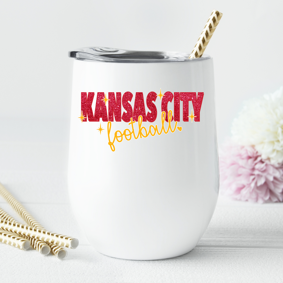 Glitter Kansas City Football Wine Tumbler