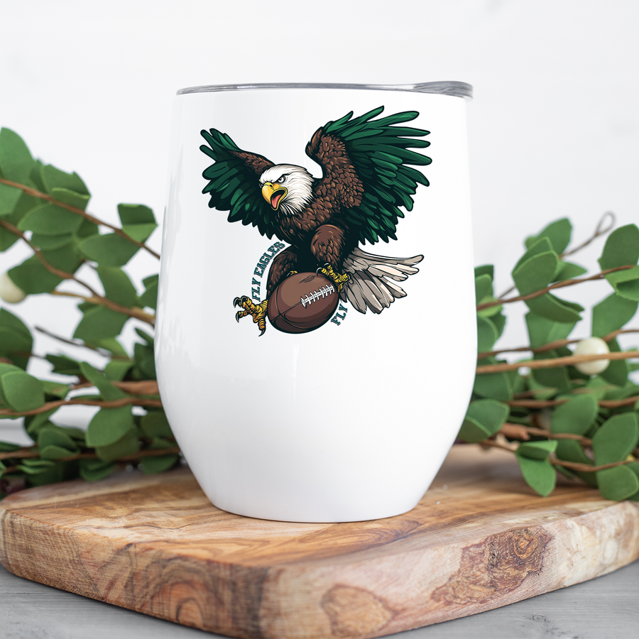 Fly Eagles Cartoon Football Wine Tumbler