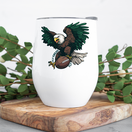 Fly Eagles Cartoon Football Wine Tumbler