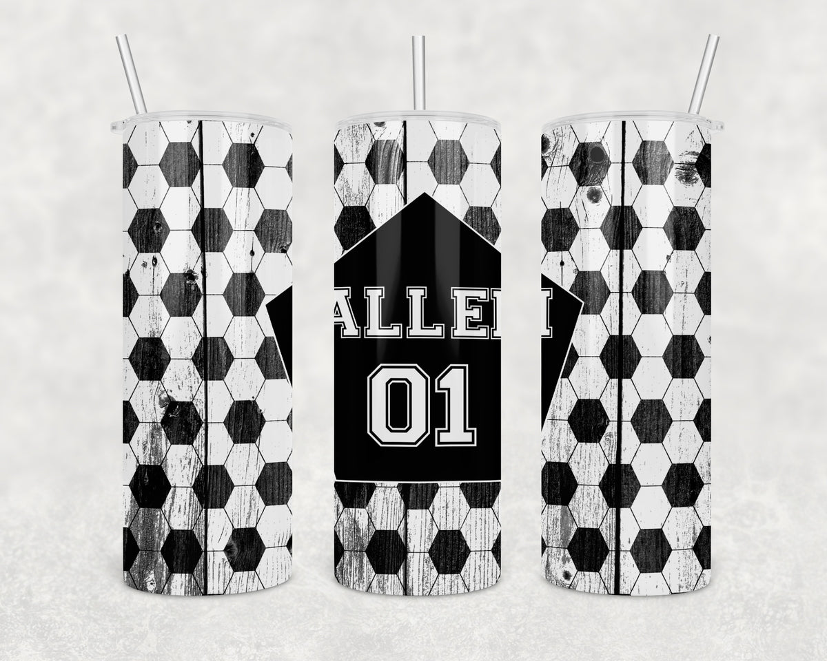 Custom Soccer Tumbler 20oz Skinny Tumbler