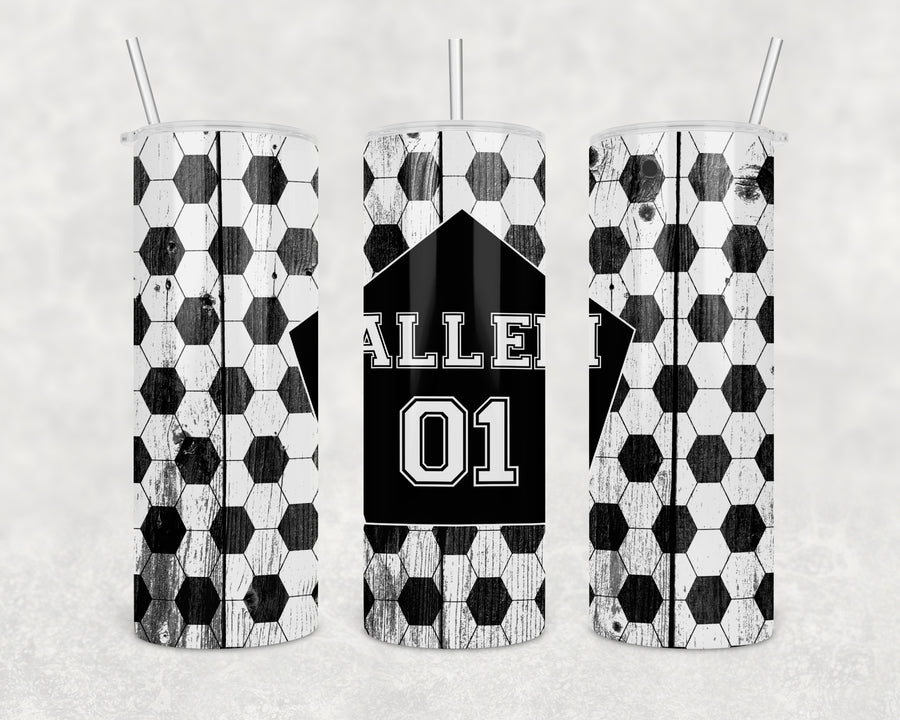Custom Soccer Tumbler 20oz Skinny Tumbler