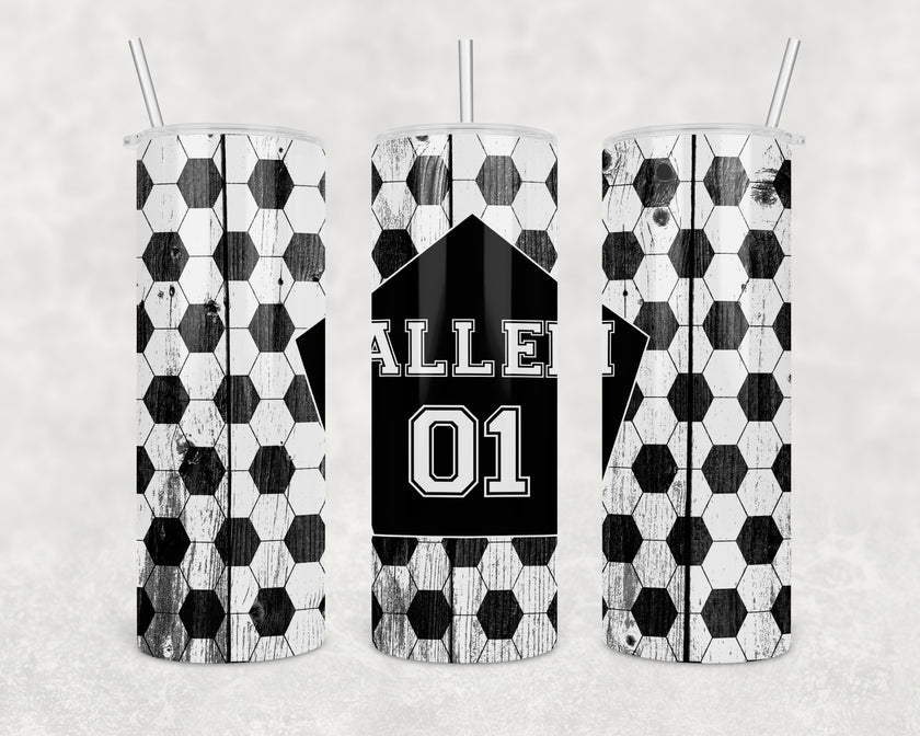 Custom Soccer Tumbler 20oz Skinny Tumbler