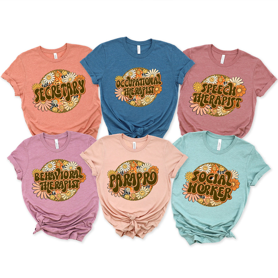 Retro Flowers Profession Titles Unisex T-shirt