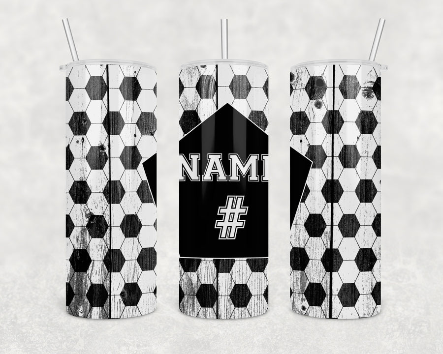 Custom Soccer Tumbler 20oz Skinny Tumbler