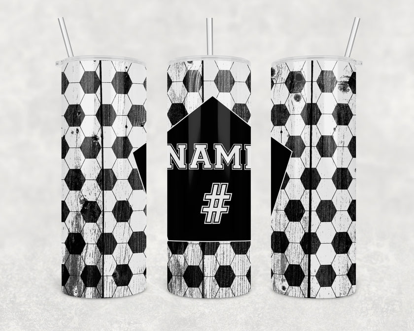 Custom Soccer Tumbler 20oz Skinny Tumbler
