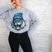 Detroit Beanie Lion Vintage Cartoon Unisex Sweatshirt
