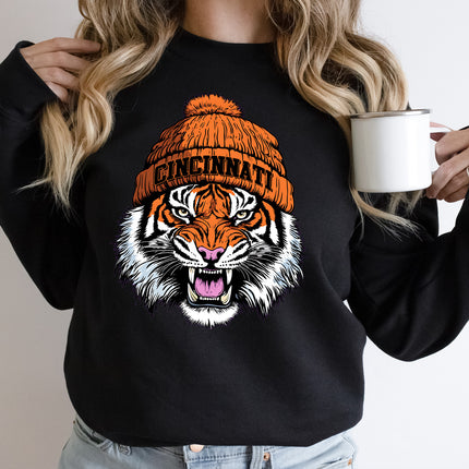 Cincinnati Beanie Tiger Vintage Cartoon Unisex Sweatshirt
