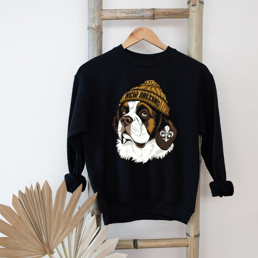 New Orleans Beanie Saint Bernard Cartoon Unisex Sweatshirt