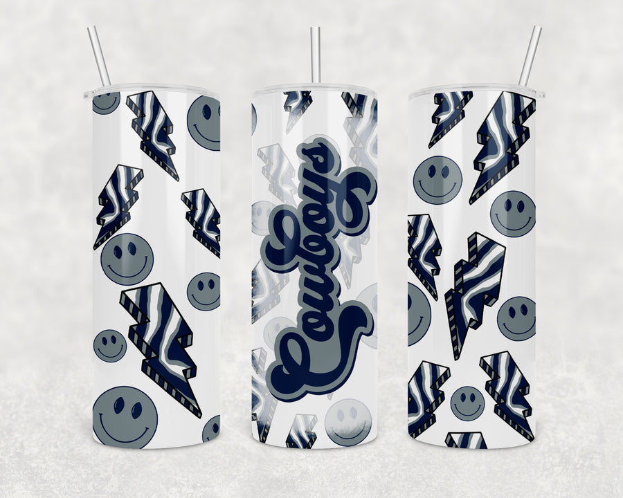 Cowboys Zubaz Lightening Bolt 20oz Skinny Tumbler
