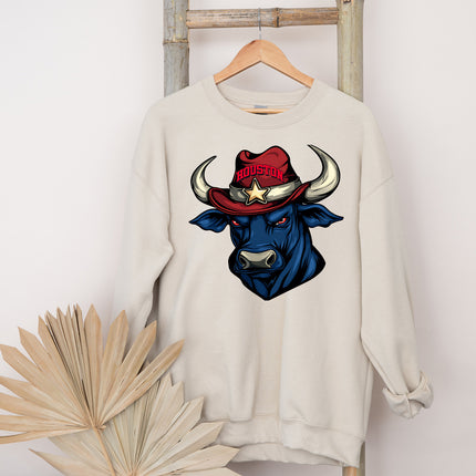 Houston Vintage Bull Cartoon Unisex Sweatshirt