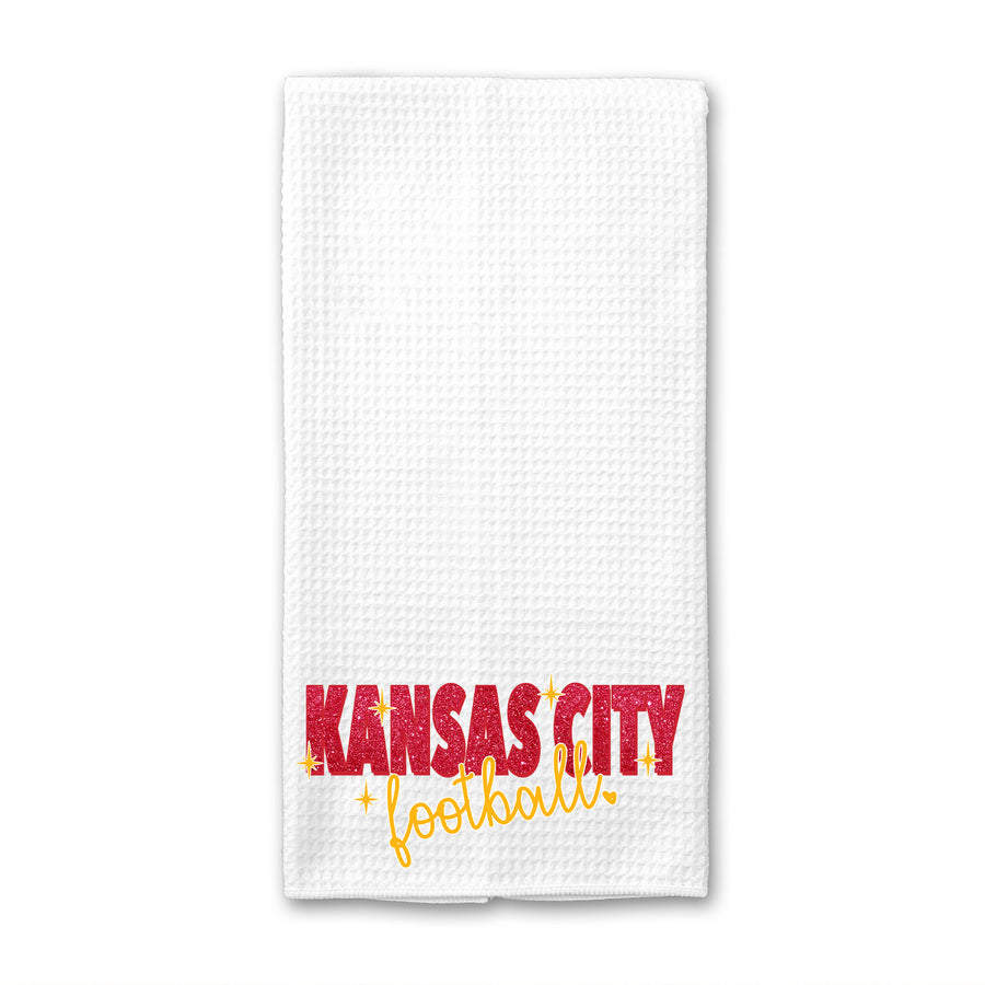 Glitter Kansas City Football Waffle Weave Towel