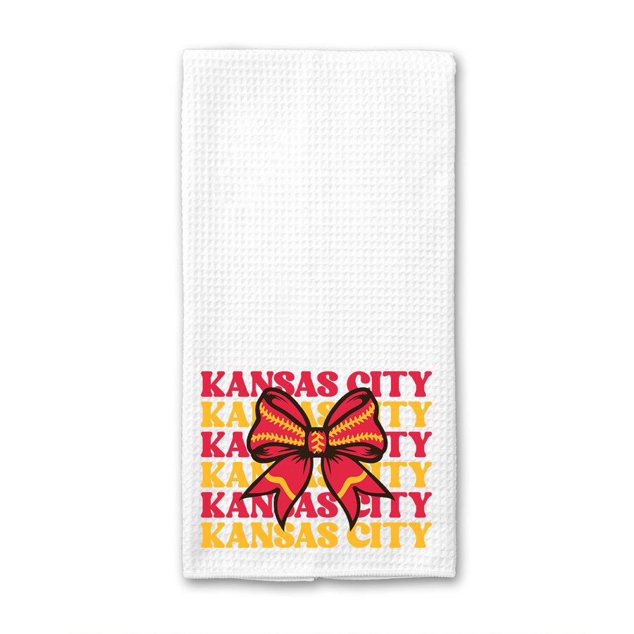 Kansas City Football Bow Waffle Weave Towel