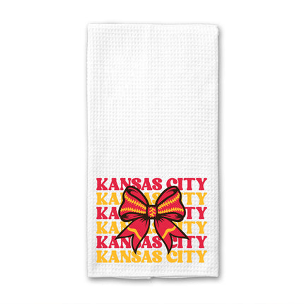 Kansas City Football Bow Waffle Weave Towel