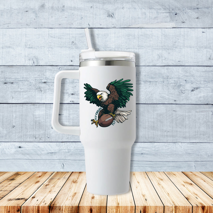 Fly Eagles Cartoon Football 40oz Travel Mug