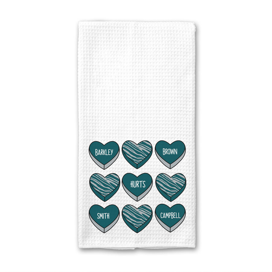 Eagles Candy Hearts Waffle Weave Towel