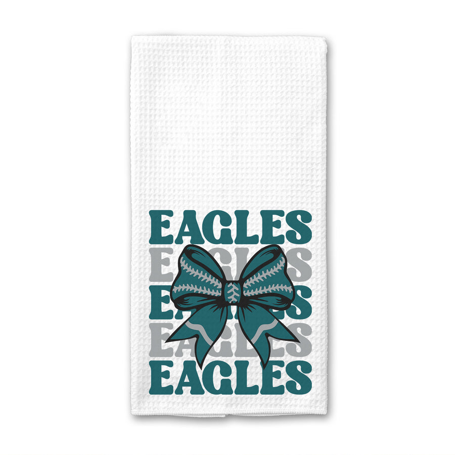 Eagles Football Bow Waffle Weave Towel