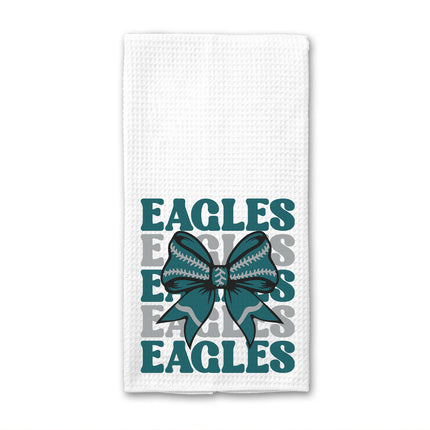 Eagles Football Bow Waffle Weave Towel