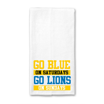 Go Blue Saturdays Go Lions Sundays Waffle Weave Towel