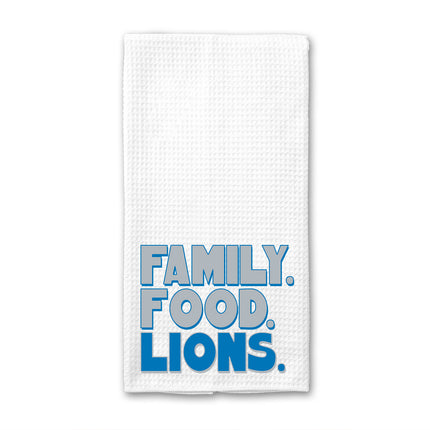 Family. Food. Lions. Waffle Weave Towel