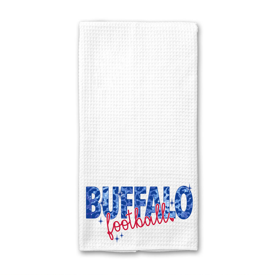 Buffalo Football Glitter Leopard Waffle Weave Towel