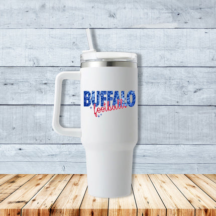 Buffalo Football Glitter Leopard 40oz Travel Mug