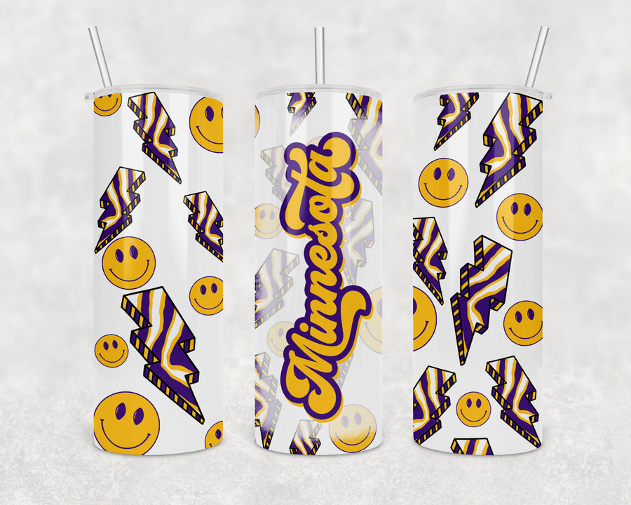 Minnesota Zubaz Lightening Bolt 20oz Skinny Tumbler