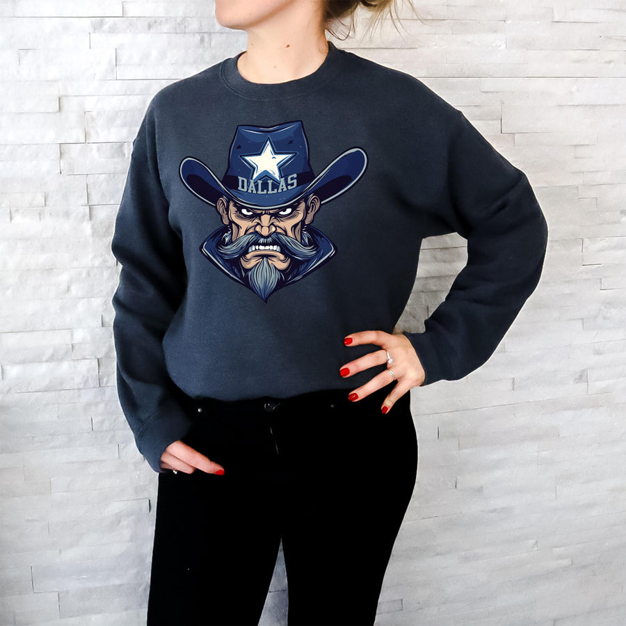Dallas Vintage Cowboy Cartoon Unisex Sweatshirt