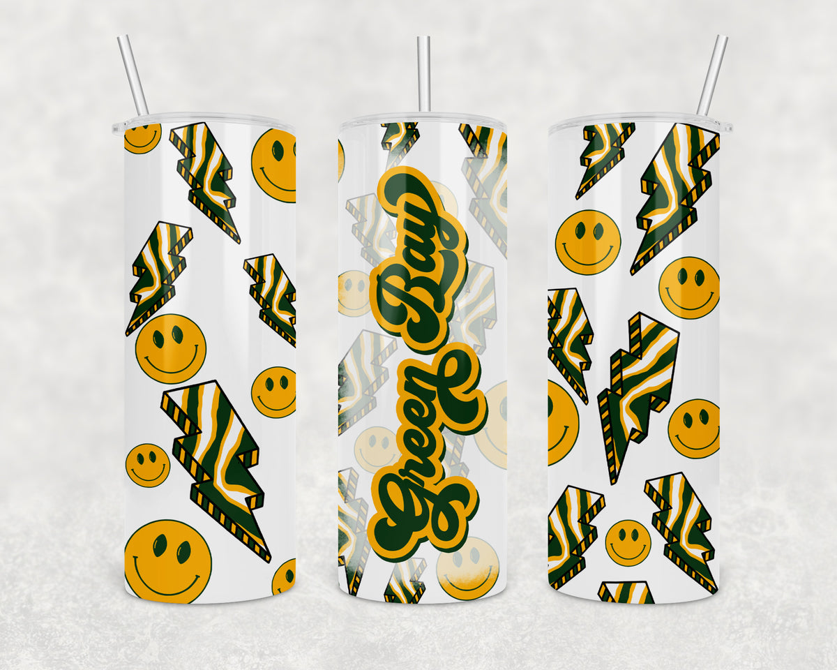 Green Bay Zubaz Lightening Bolt 20oz Skinny Tumbler