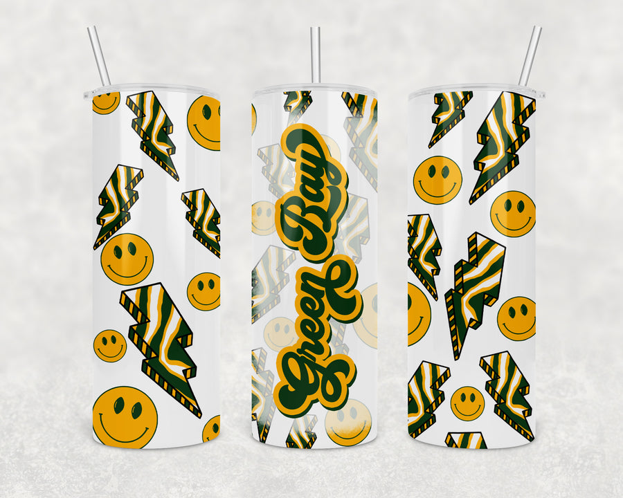 Green Bay Zubaz Lightening Bolt 20oz Skinny Tumbler