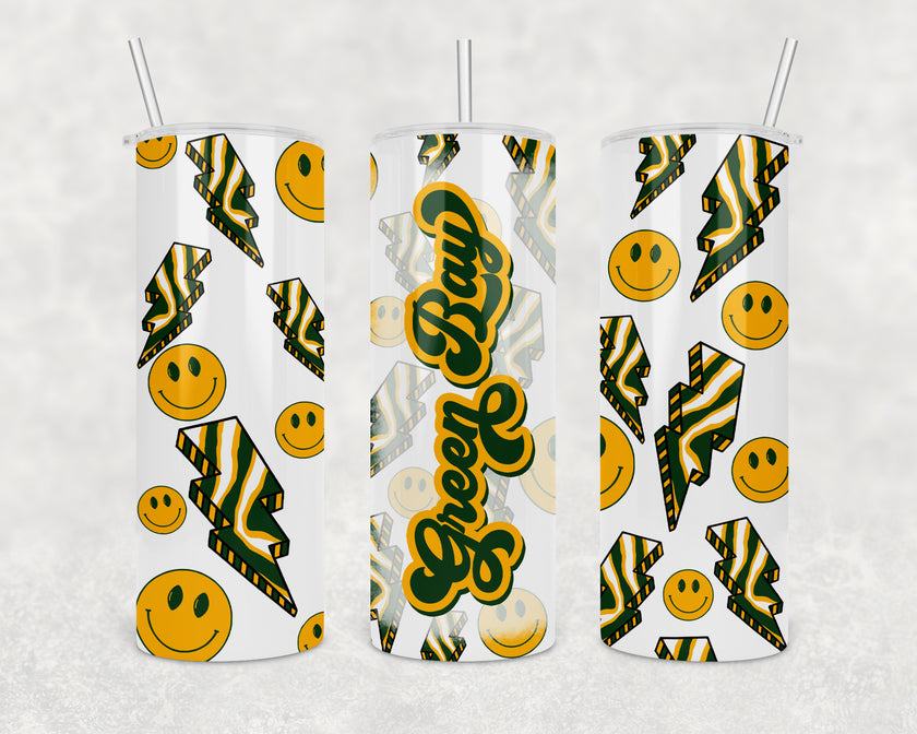 Green Bay Zubaz Lightening Bolt 20oz Skinny Tumbler