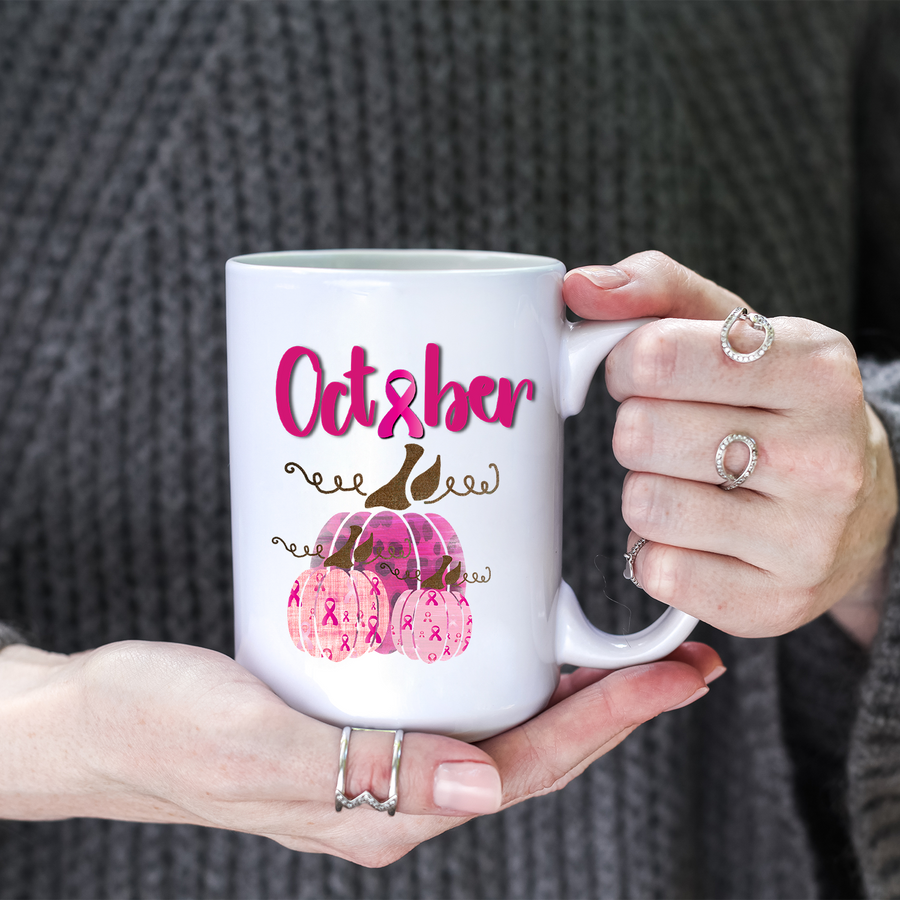 October Breast Cancer Awareness 15oz Mug