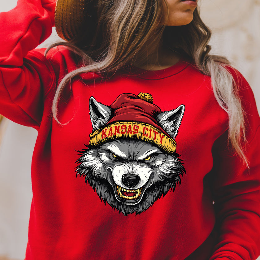Kansas City Beanie Wolf Vintage Cartoon Unisex Sweatshirt