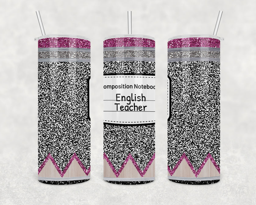Custom Composition Notebook 20oz Skinny Tumbler