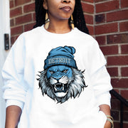 Detroit Beanie Lion Vintage Cartoon Unisex Sweatshirt