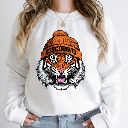 Cincinnati Beanie Tiger Vintage Cartoon Unisex Sweatshirt
