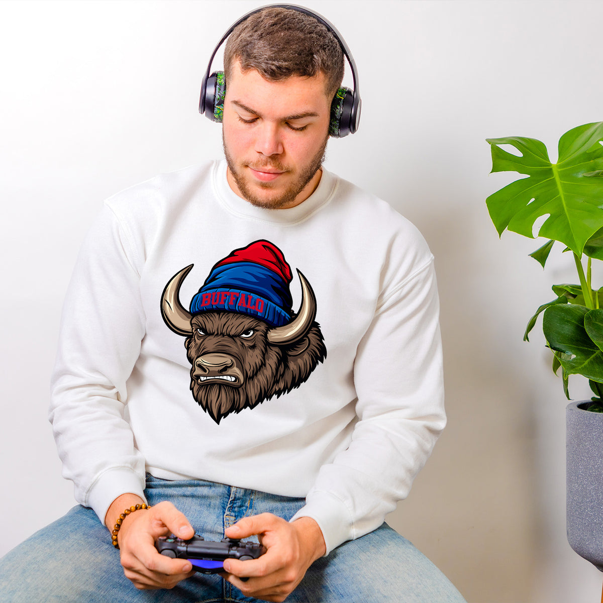 Buffalo Beanie Vintage Cartoon Unisex Sweatshirt
