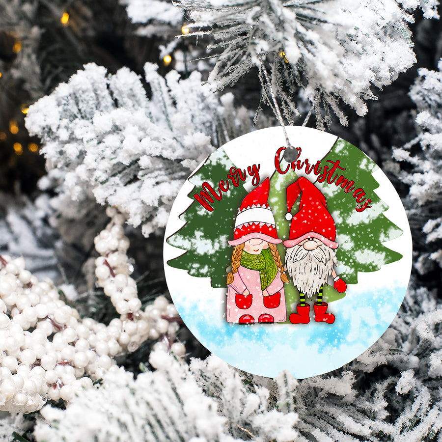 Merry Christmas Gnomes - Holiday Ornament