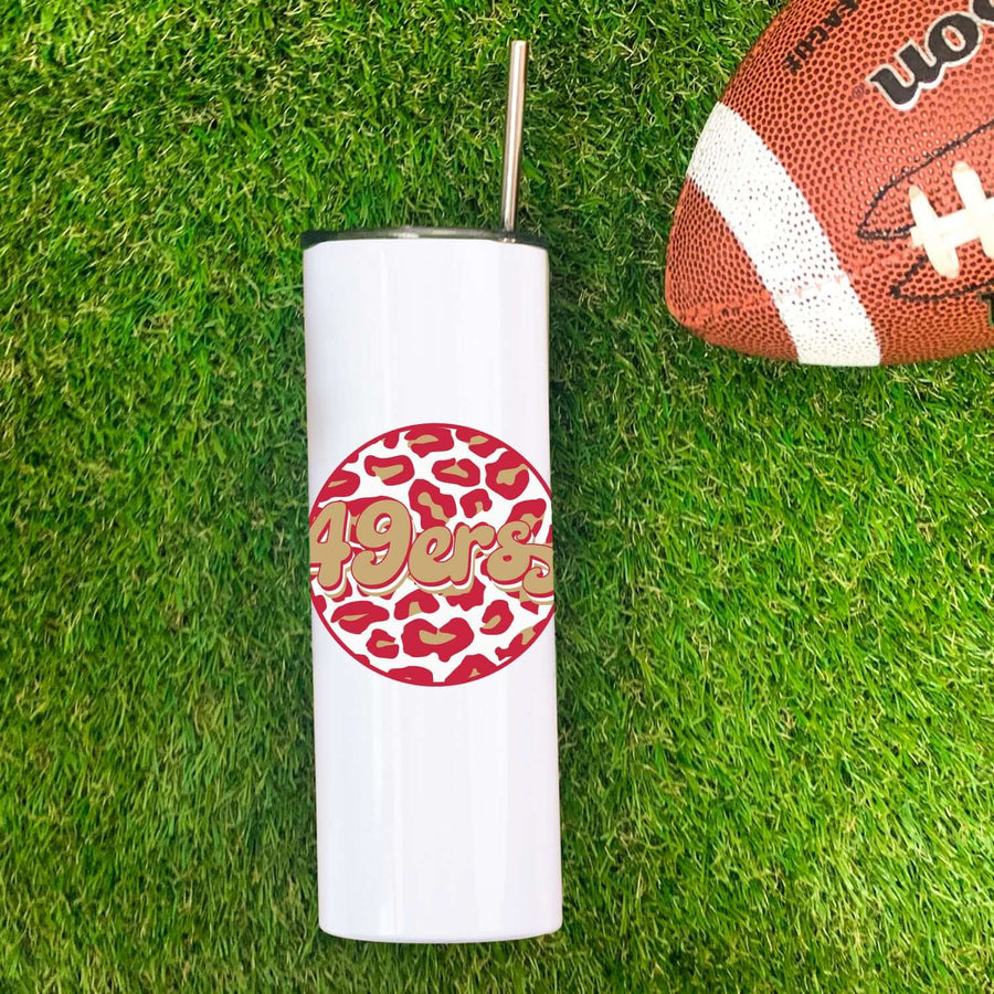 49ers Leopard Circle Skinny Tumbler