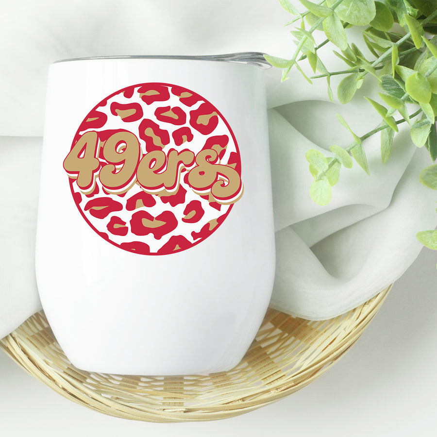 49ers Leopard Circle Wine Tumbler