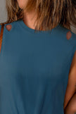 Twisted Hem Cutout Round Neck Tank