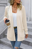 Cable-Knit Long Sleeve Cardigan with Pocket