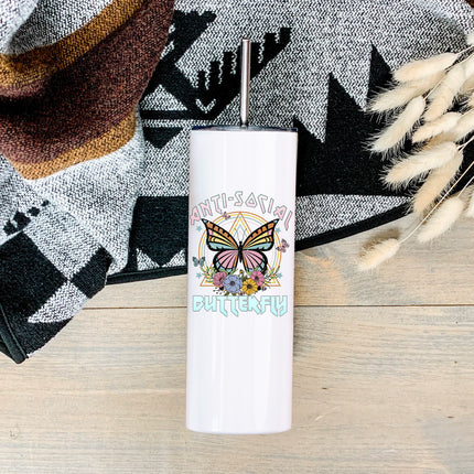 Anti-Social Butterfly Skinny Tumbler