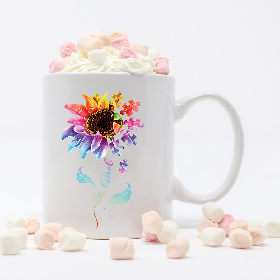 Autism Be Kind Puzzle Flower 15oz Mug